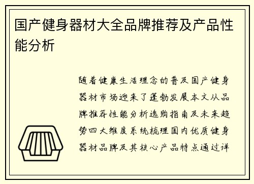 国产健身器材大全品牌推荐及产品性能分析