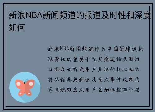 新浪NBA新闻频道的报道及时性和深度如何